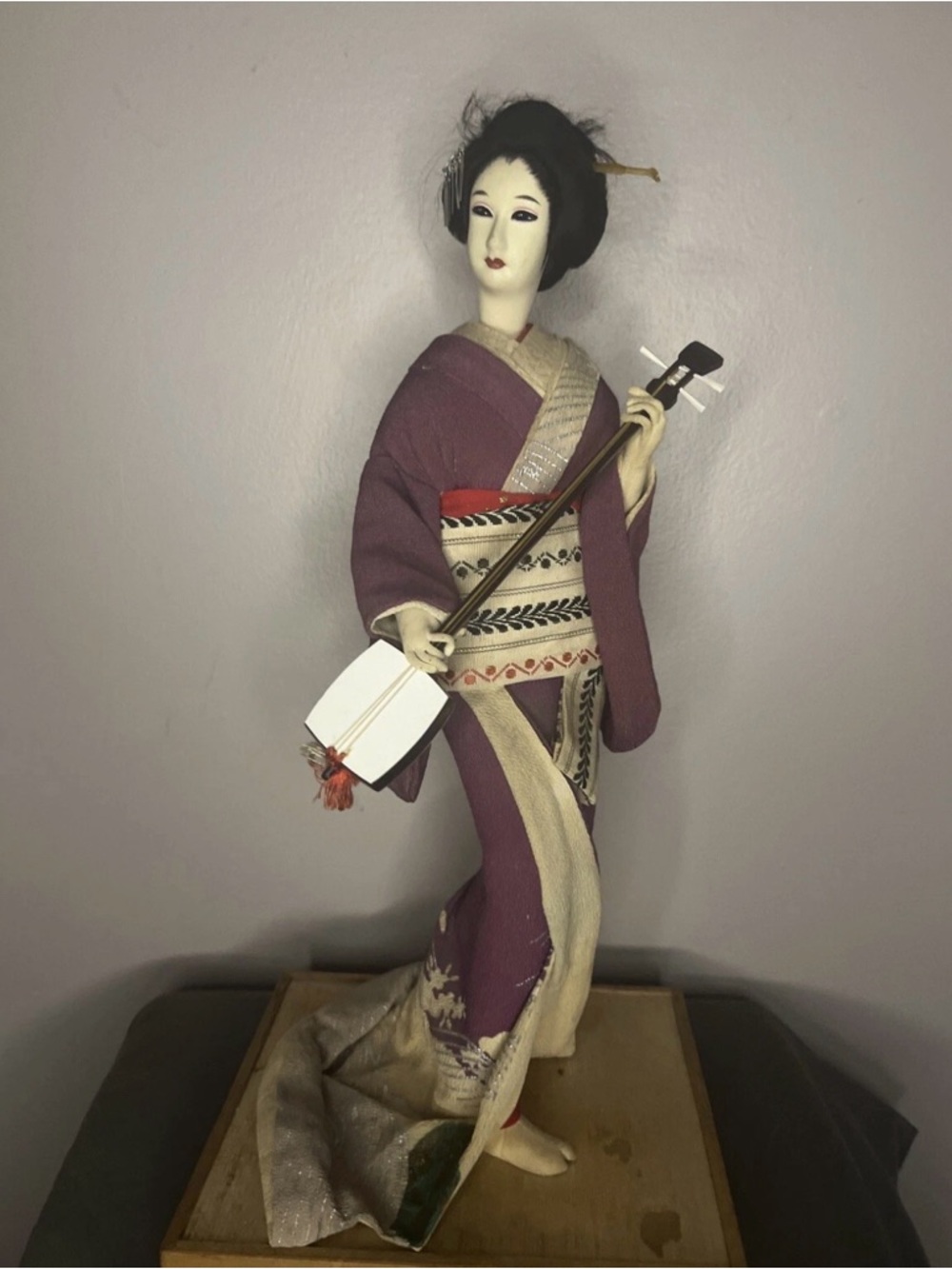 Vintage Nisha Japanese Geisha  Doll in Kimono With Instrument